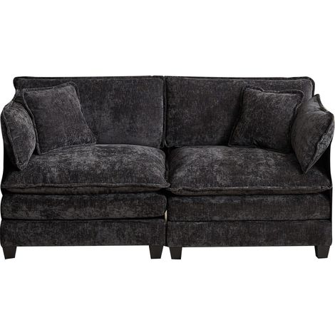 Canapé d'angle Cloud 2 places (accoudoirs non inclus), canapé moderne, idéal pour salon, chambre et appartement, coussin d'assise double couche confortable, tissu chenille respirant, noir, DE501ABK (1/5)