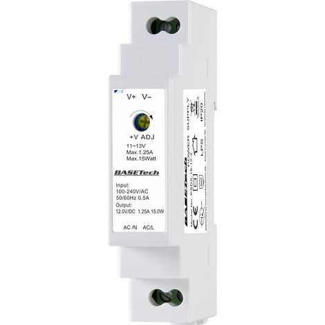 Basetech BT-2250247 Alimentation rail DIN 12 V 1.25 A 15 W Nbr. de sorties:1 x Contenu 1 pc(s) (1/5)