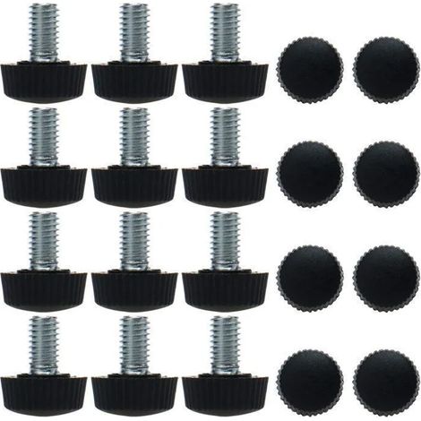 Pied de meuble M6 x 8,5mm x 16mm Pied visser Pied de nivellement Réglable Patin Table Chaise Protection Sol Noir 20Pcs (1/5)