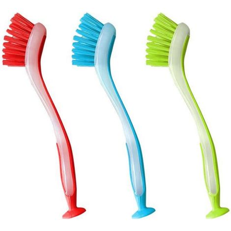 Brosse Vaisselle - Poils Rigides - Manche Ergonomique Antidérapant - Pour Cuisine Salle De Bain Carrelage - 3 Pièces (1/4)