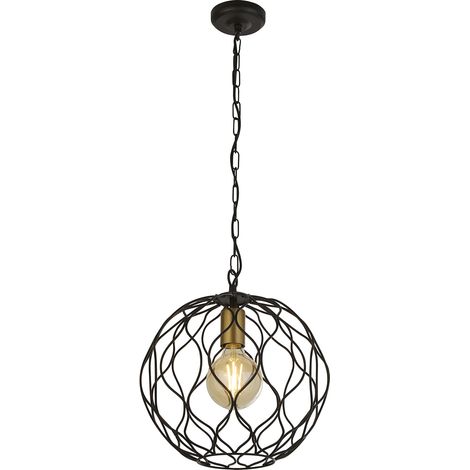 Sospensione Industrial-Nordico Finezza Acciaio Nero Oro 1 Luce E27 (1/5)
