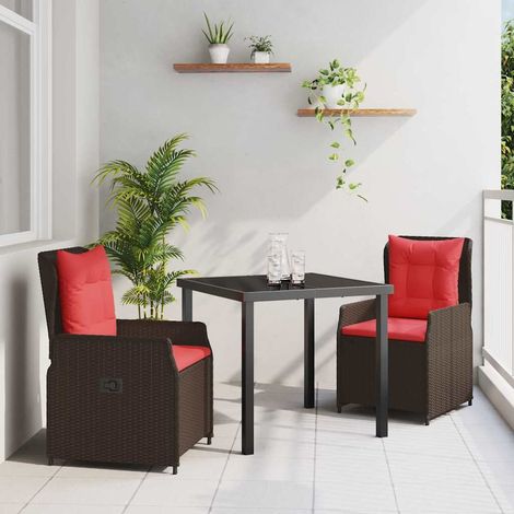 Ensemble de salle à manger pour jardin 3 pcs-Salon de jardin Marron Poly rotin (1/5)