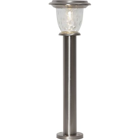 Star Trading Borne d'éclairage solaire Pireus, lampe de chemin, acier inoxydable, LED, capteur crépusculaire, blanc chaud, extérieur, 61 cm