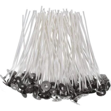 Lot de 200 mèches de bougie pré-cirées de 15 cm, mèches de bougie naturelles pour la fabrication de bougies