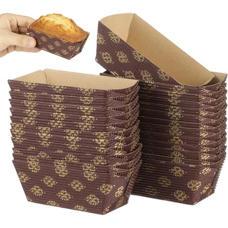 25 moules à cake rectangulaires en papier, jetables, résistants à la chaleur et empilables, pour la cuisson et la conservation des desserts (3,74 x 2 x 40 mm). (1/5)