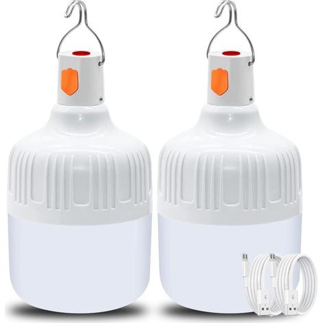Lanterne portable rechargeable 40W – Éclairage 360° – Alimentation USB – Étanche IP44 – Crochet de suspension – 2 lanternes incluses (1/4)