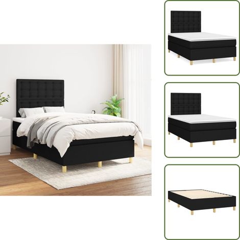 Letto con materasso a molle insacchettato - vidaXL Giroletto a Molle con Materasso Nero 120x200 cm in Tessuto - Letto con schiuma