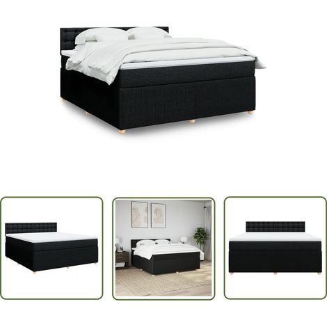 vidaXL Sommier à lattes de lit avec matelas Noir 180x200 cm Tissu (1/5)