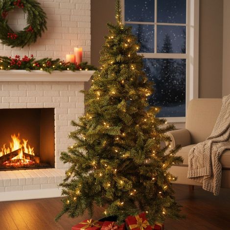 Árbol de Navidad 180 cm Tinsel, 61 Ramas, Hecho en Italia, 180h cm Verde (1/5)