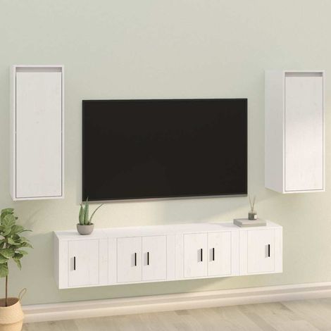 vidaXL Armario de pared 2 uds madera maciza de pino blanco 30x30x80 cm (1/5)