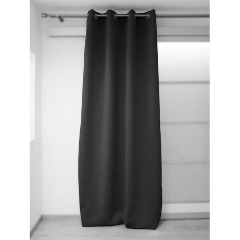 Soleil D Ocre – Rideau occultant 135x250 cm noir – 100% polyester – 8 oeillets métal inoxydables – Entretien facile, lavable en machine 30°C (1/3)