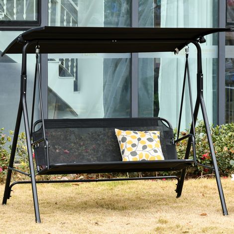 Chaise longue longue terrasse Hollywood 2 places jardin extérieur tube métallique haute qualité à angle ajustable - Couleur: Noir