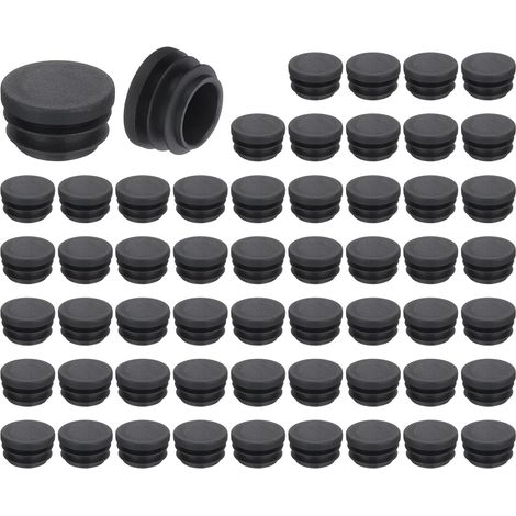 Bouchons de Tube Ronds - 56 Pièces - Plastique PE Noir - Protection Antidérapante - Pour Pieds de Meubles et Chaises - 22mm (1/5)