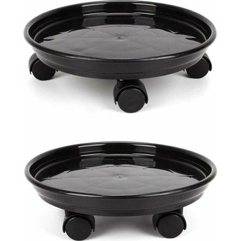 Set di 2 cestini per piante con ruote, supporto rotondo per vasi da fiori da 30 cm YYV