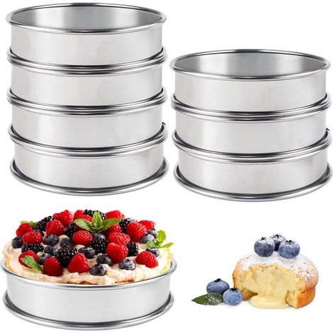 Ensemble de 8 cercles à pâtisserie ronds en acier inoxydable 304 pour crêpes, œufs et muffins, 10 cm (1/5)