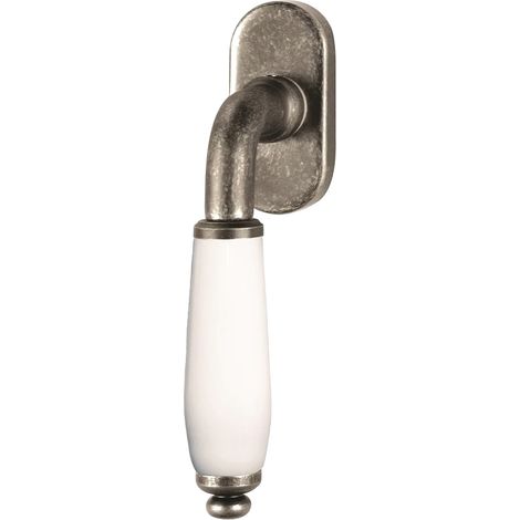 Massiv Messing Fenstergriff Rasterolive Modell Firenze Antik Grau Griff Weiss