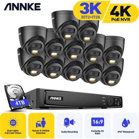 ANNKE 16CH H.265+ Super HD POE CCTV Camera System Network Video Recorder 3K 12×Dome Cameras Security Camera System Outdoor Waterproof - 4TB HDD (1/5)