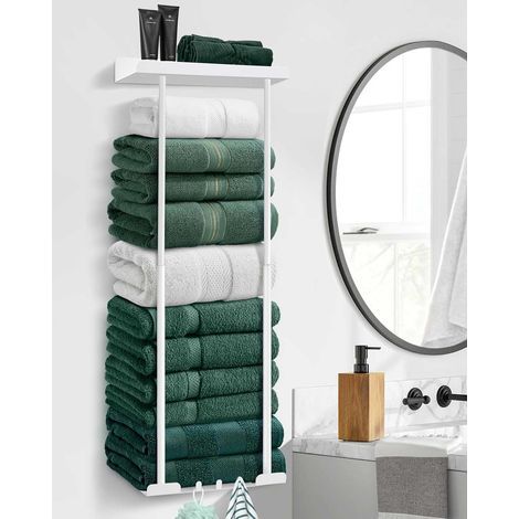 1 Porte-serviettes Mural Extensible 38-75 Cm Design Noir Sans Perçage Pour Salle De Bain (1/4)