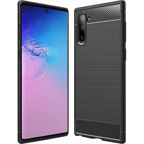 Coque pour Samsung GALAXY NOTE 10 en silicone noir mat avec dos en verre (1/5)