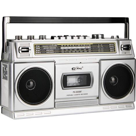 Radio-cassette rétro style vintage avec radio AM/FM/SW, streaming Bluetooth, port USB/carte SD, entrée AUX, prise casque (1/5)