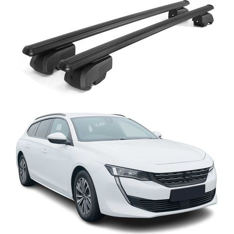 OMAC Aluminium Dachträger Querträger für Peugeot 508 II 2018-2025 – City Crash – ISO/PAS 11154:2006 – Abschließbar – Max. 75 kg – 2 Stangen Schwarz (1/5)