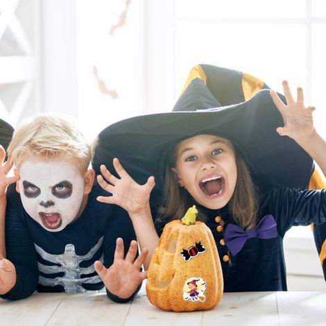 Halloween-Aufkleber: 100 niedliche PVC-Wasserflaschen-Aufkleber, Notizbuch-Scrapbook-Aufkleber, Kürbis-Aufkleber, wasserfeste Halloween-Dekorationsaufkleber für Kinder (1/5)