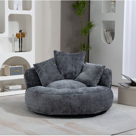 Lounge-Sessel 108x108x52 cm grau, umschließende Lehne, Chenille, montagefrei MEUBLIV (1/5)
