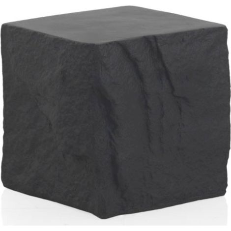 Tabouret effet pierre noire en polyrésine pour intérieur ou extérieur - noir effet pierre naturelle (1/5)
