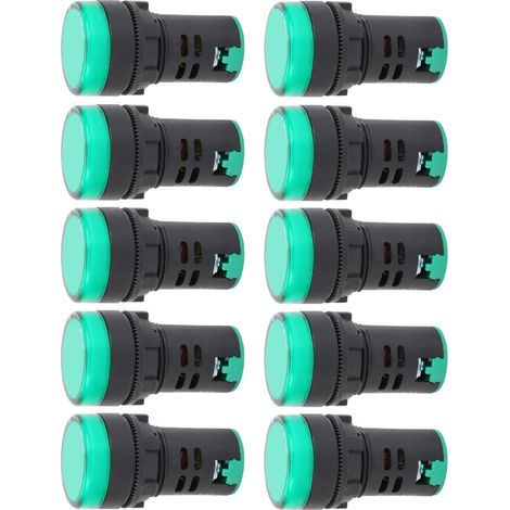 Voyant lumineux LED vert haute luminosité 10 pièces AD16-22DS, lampe témoin signal AC/DC24V pour panneau industriel, indicateur lumineux compact. (1/5)