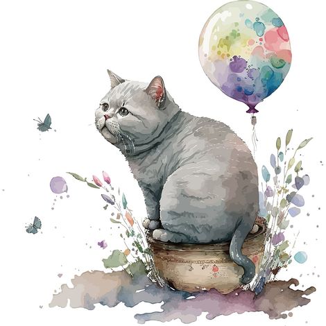 Papier peint panoramique Enfants - Ballon Chat - 130 cm x 84 cm (1/2)