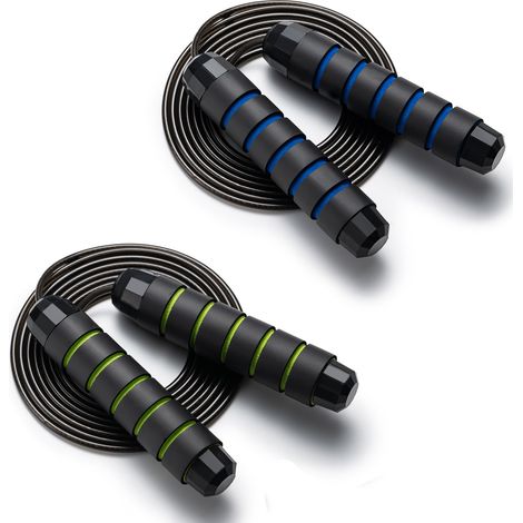 Corde à sauter - 1 corde bleue non lestée - longueur totale 3 mètres + 1 corde verte non lestée - longueur totale 3 mètres (1/5)