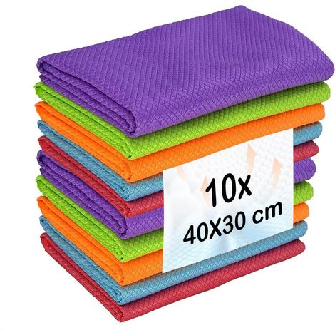 Mikrofaser Putztücher 10er Set 40x30 cm, fusselfrei, streifenfrei, für Auto, Fenster, Spiegel (1/5)
