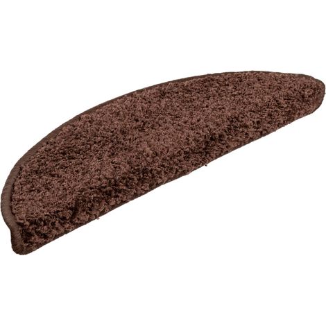 vidaXL Tapis d'escalier 15 pièces 56 x 17 x 3 cm Marron Demi-rond (1/5)