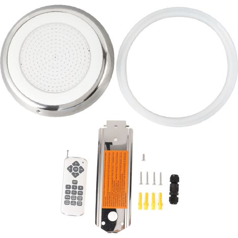 Ortviai Projecteur de piscine mural en acier inoxydable, LED RGB 18 W, étanche IP68, télécommande incluse (1/5)