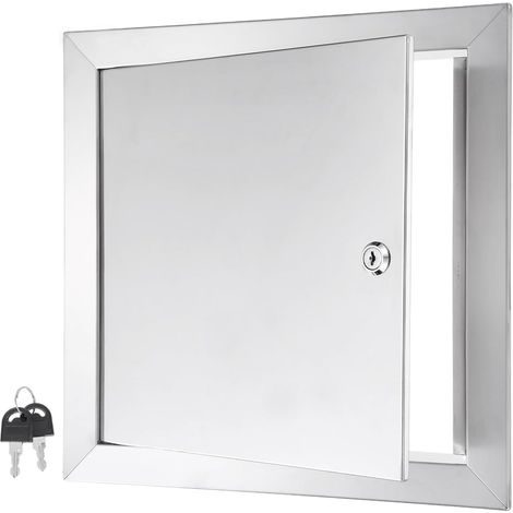 Panneau d'accès (40,6 x 40,6 cm) – Renforcé durable, en acier inoxydable 304 – Porte d'inspection verrouillable pour cloison sèche, mur, plomberie, électricité, CVC, argenté (1/5)