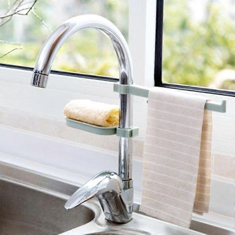 Égouttoir suspendu pour robinet de salle de bain ou de cuisine, porte-serviettes et éponges, étagère de rangement, clip pour robinet de salle de bain ou de cuisine, organisateur de serviettes. (1/5)