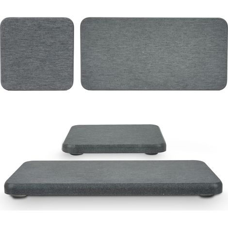 Set di 4 tappetini assorbenti in diatomite per l'asciugatura, 2 grandi e 2 piccole ciotole con cuscinetti antiscivolo, carta abrasiva, ideali per piani di lavoro della cucina, sotto le piante, bagni (1/5)