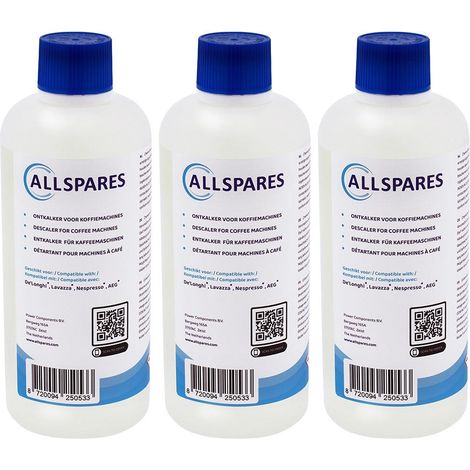 AllSpares Détartrant liquide (3x 500ml) pour machine à café DeLonghi DLSC500, SER3018 et EcoDecalc (1/5)