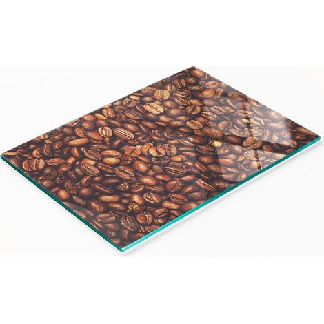 Tagliere da cucina decorativo multifunzionale in vetro con motivo chicchi di caffè, 80x52 cm. (1/5)