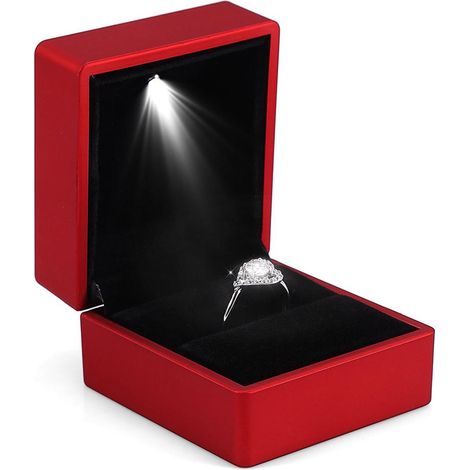 Boîte À Anneau Éclairée - Boîte À Anneau LED Circulaire avec Éclairage Intérieur pour Fiançailles Mariage - 1 Pièce (1/5)