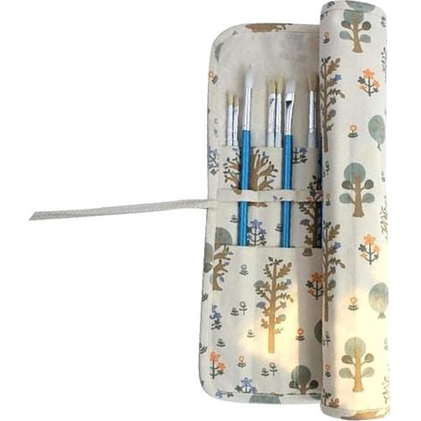 Étui à pinceaux en toile – 20 compartiments – Enroulable – Aquarelle et gouache – Portable (1/5)
