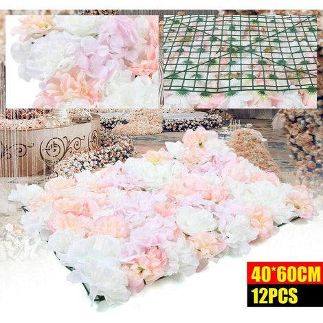 Künstliche Blumenwand Rosa Rosenwand 12x Künstliche Blumen Säule Wand Hochzeit Straße Hintergrund DIY Background Flower Panel Blumenwand Hochzeit Kunstblumen Panel Garten Home Decor 4060cm