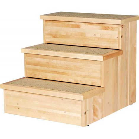 Escalier en bois pour petit chien 40 x 38 x 45 cm – Marches sécurisées recouvertes de moquette – Espace de stockage sous les marches – Animallparadise