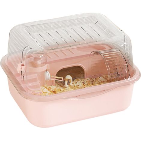 Gabbia per criceti, recinto per piccoli animali, grande capacità, design trasparente, adatta a gerbilli e roditori, gabbia per piccoli animali, casetta da gioco - rosa (1/5)