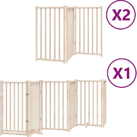 Barrière pour chien porte pliable 12 panneaux bois de peuplier