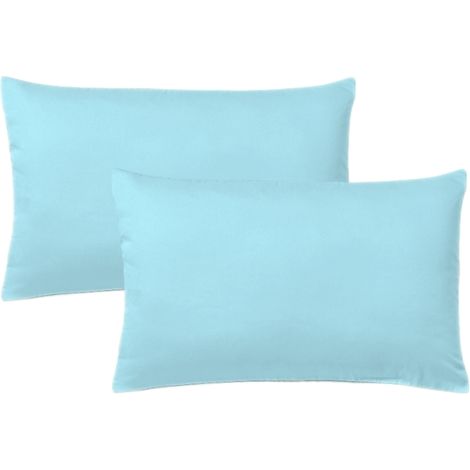 KLULK Set 2 Federe Per Cuscini Per Bambini 40x60 Cm,In Puro Cotone 100% Fibra Naturale In Tinta Unita Cielo, Made In Italy