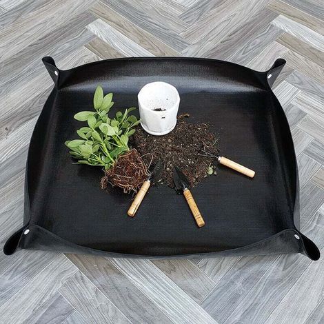 Tapis de jardinage imperméable, tapis de rempotage noir 100x100 cm, tapis de plantation en matériau PE, tapis de jardin pliable, tapis de transplantation pour rempotage, semis
