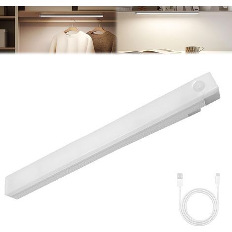 LED Lampe de Placard avec Détecteur de Mouvement 2000mAh Rechargeable USB-C, Éclairage étude de Cuisine Veilleuse Escalier Montage Magnétique (1pcs 6000K 10CM) (1/4)
