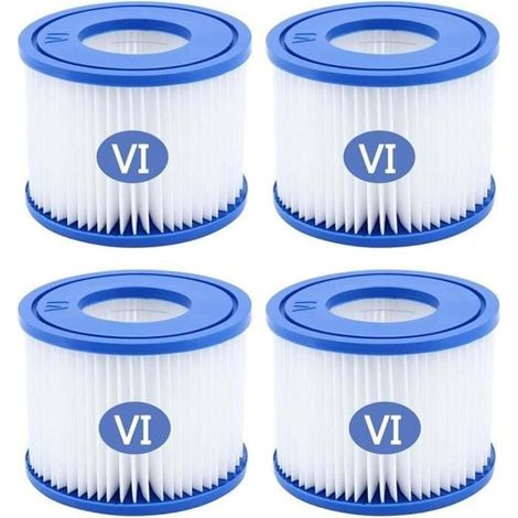 Lot de 4 cartouches filtrantes spa type VI avec préfiltre pour Bestway SaluSpa et Intex (1/4)