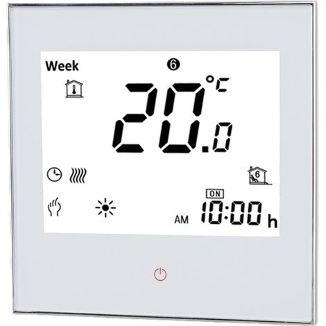 Programmierbarer elektrischer Heizungsthermostat, LCD-Touchscreen, PC- und ABS-Temperaturregler, für den Heimgebrauch, weiß, Wechselstrom 95–240 V (1/5)